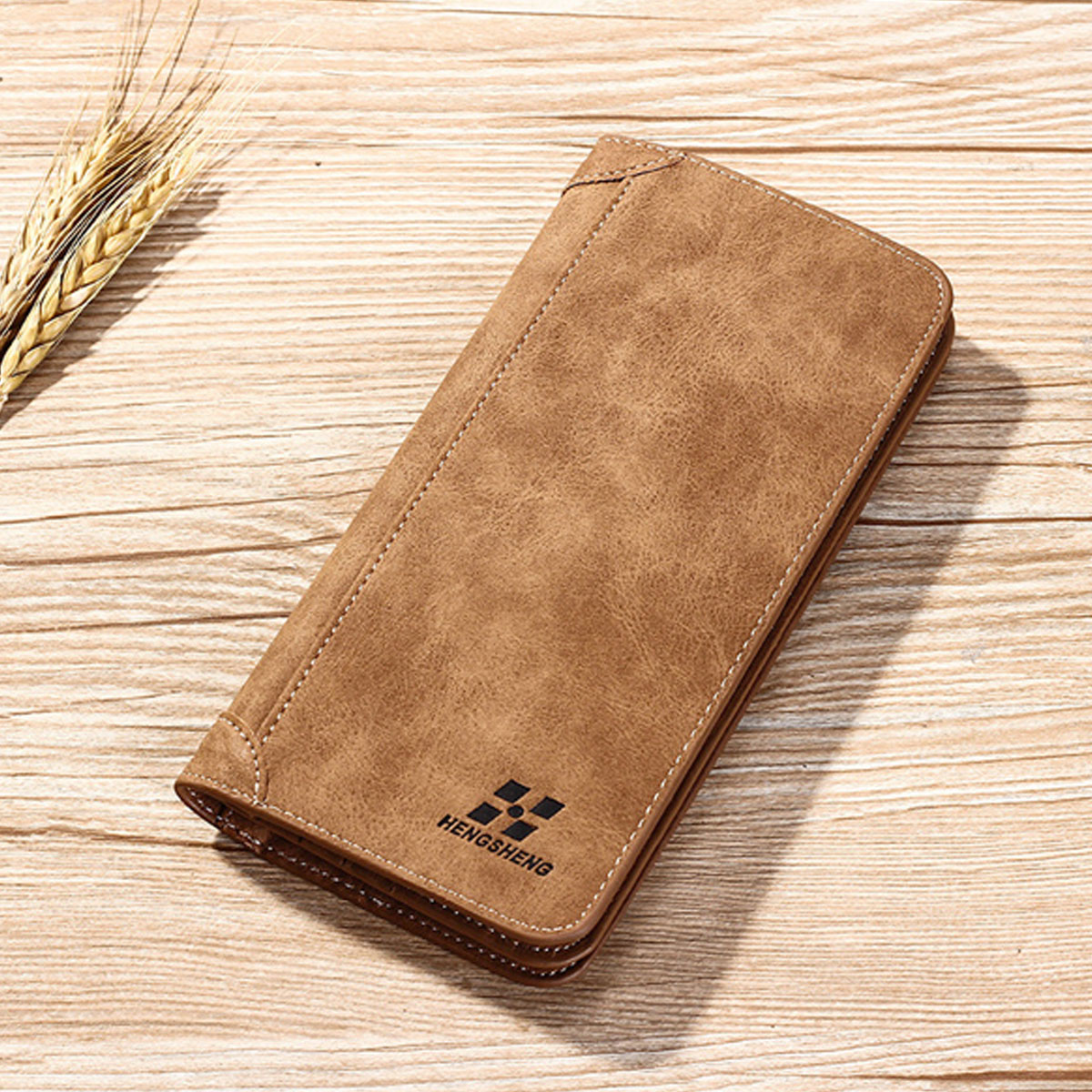 Picture of Hengsheng Long Men's Wallet Retro Casual Brand Wallet Korean Clutch Large Capacity Frosted Card Holder Mobile holder Men's Long Wallet for Men's Fashion