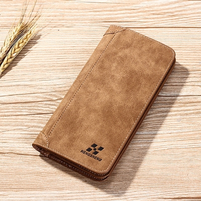 Picture of Hengsheng Long Men's Wallet Retro Casual Brand Wallet Korean Clutch Large Capacity Frosted Card Holder Mobile holder Men's Long Wallet for Men's Fashion