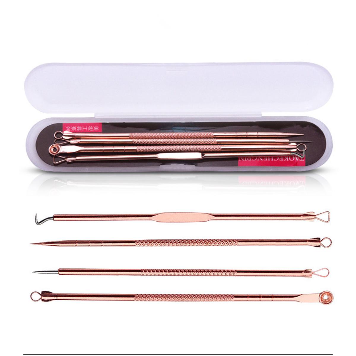 Picture of 4 Pcs/Set Carbon Steel Rose Gold Acne Needle Four-Piece Acne Needle Blackhead Tool - Black Head Remover