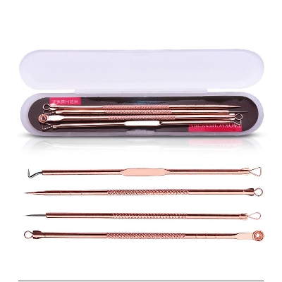 Picture of 4 Pcs/Set Carbon Steel Rose Gold Acne Needle Four-Piece Acne Needle Blackhead Tool - Black Head Remover