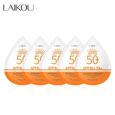 Picture of LAIKOU 5 Pcs/Set Sunscreen Cream SPF 50+ PA+ UV Protected Mini Pack for Brightening and Refreshing- 2G (5 Pcs/Set)