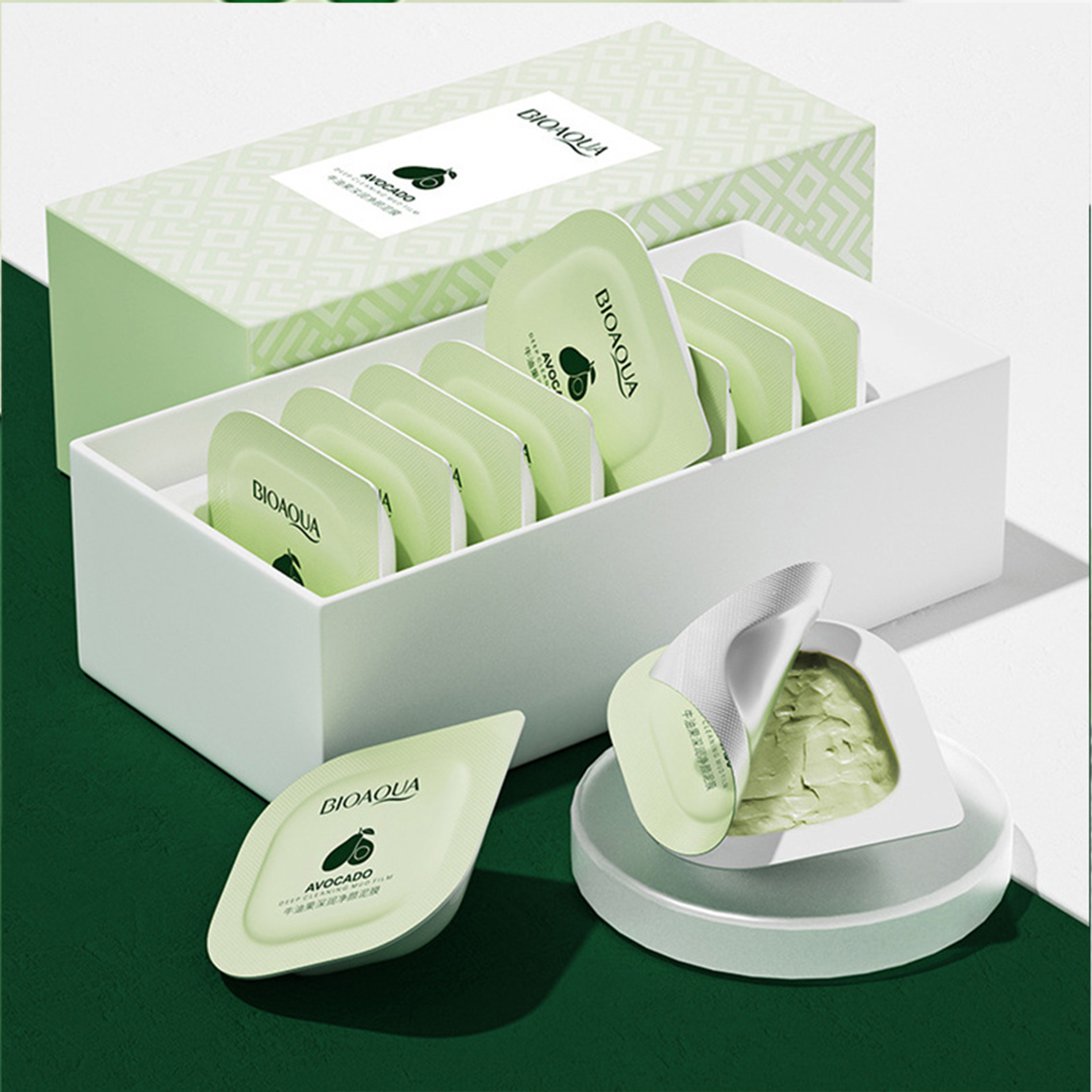 Picture of Bioaqua 8 Pcs/set Avocado Extract Clearing Mud Cream Msk Moisturizing Oil-Control Acne Relief Smear Msk