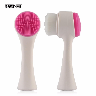 Picture of Silicone Facial Cleanser Brush Portable Double Side Soft Mild Fiber Blackhead Removal Face Cleaner Brush
