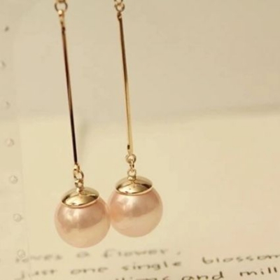 Picture of Long pearl earrings classic gold-plated pearl drop earrings for women's fashion