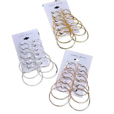 Picture of 6 Pair/Set Fashion Circle Earrings Jewelry