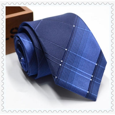 Picture of Men's Tie 8cm Zipper System Blue Colour Stripes Long Time for Professional Business Tie