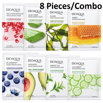 Picture of BIOAQUA 8 Pcs/Set Different Flavours Moisturizing Hydrating Facial Face Sheet Mask- 25g/Each