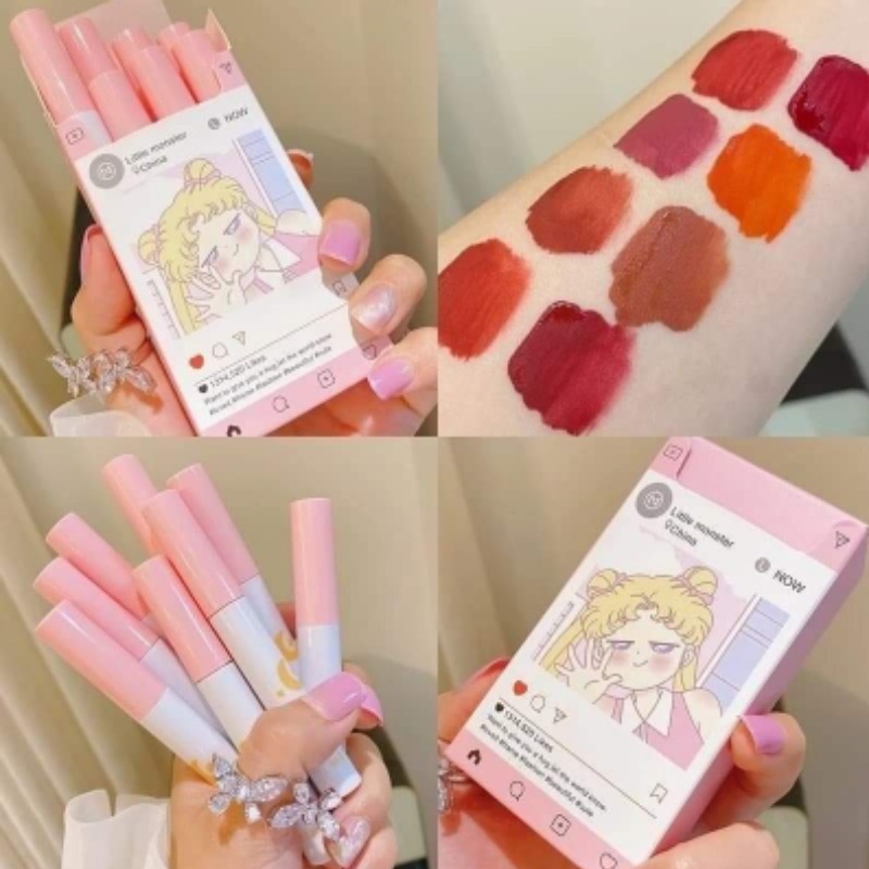 Picture of 8 Pcs/set of Cigarete tube lip glaze set matte white lipstick student gift Lipstick set- 8 Colours/Set
