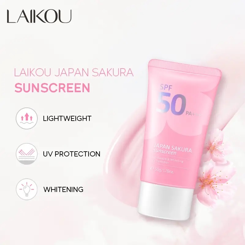 Picture of LAIKOU Japan Sakura Sunscreen Cream SPF 50PA+++ Waterproof Sun Block- 50g