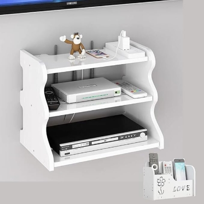 Picture of Laavish Router Stand Wall Hanging System Made with Strong Melamine Board Length 14inch depth 8inch