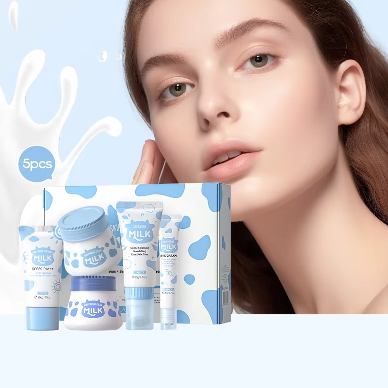 Picture of LAIKOU Milk Extracted 5 Pcs Smoothing & Deep Hydrating Skin Care Set- 5 Pcs/Combo