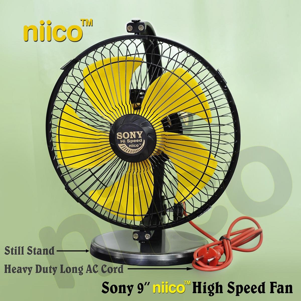 Picture of Sony High Speed niico Fan Business Color-Yellow 5 pakha ( 9")-Steel Stand-1 years Warranty)