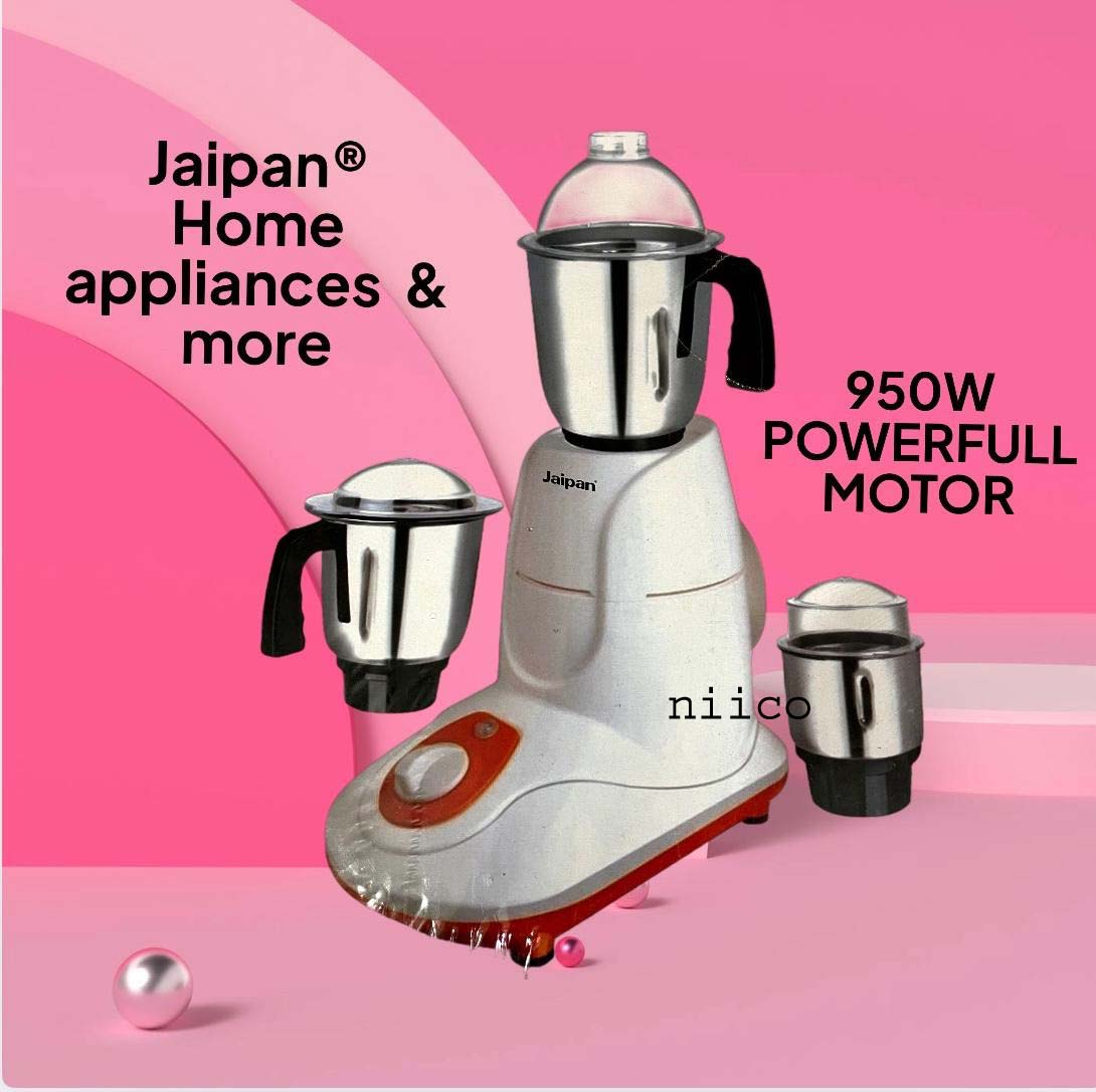 Picture of Jaipan Hero 950  WATT  HIGH SPEED ENERGY EFFICIENT  MOTOR 3 IN 1 ELECTRIC Heavy Duty Mixer Blender 3 Stainless Steel Jar 100 Percent Cooper Blender: (1 Year Warranty)