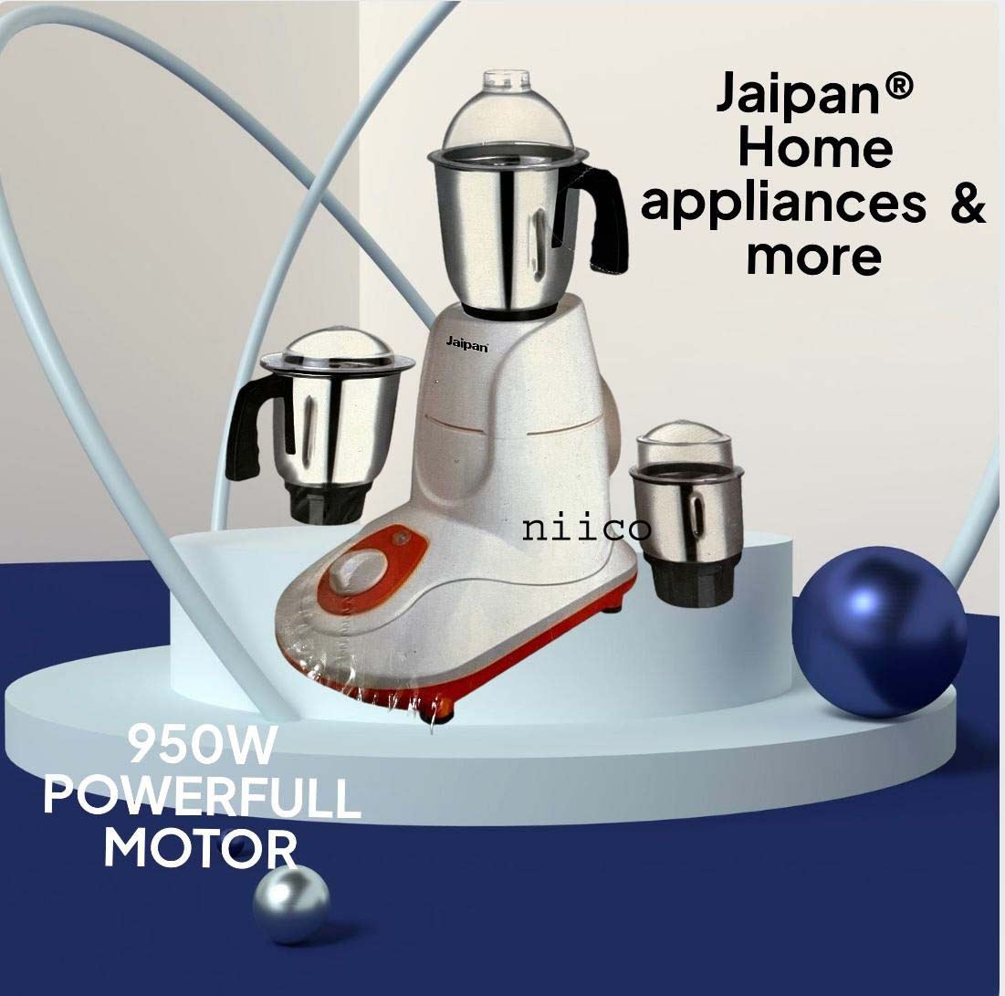 Picture of Jaipan Hero 950  WATT  HIGH SPEED ENERGY EFFICIENT  MOTOR 3 IN 1 ELECTRIC Heavy Duty Mixer Blender 3 Stainless Steel Jar 100 Percent Cooper Blender: (1 Year Warranty)