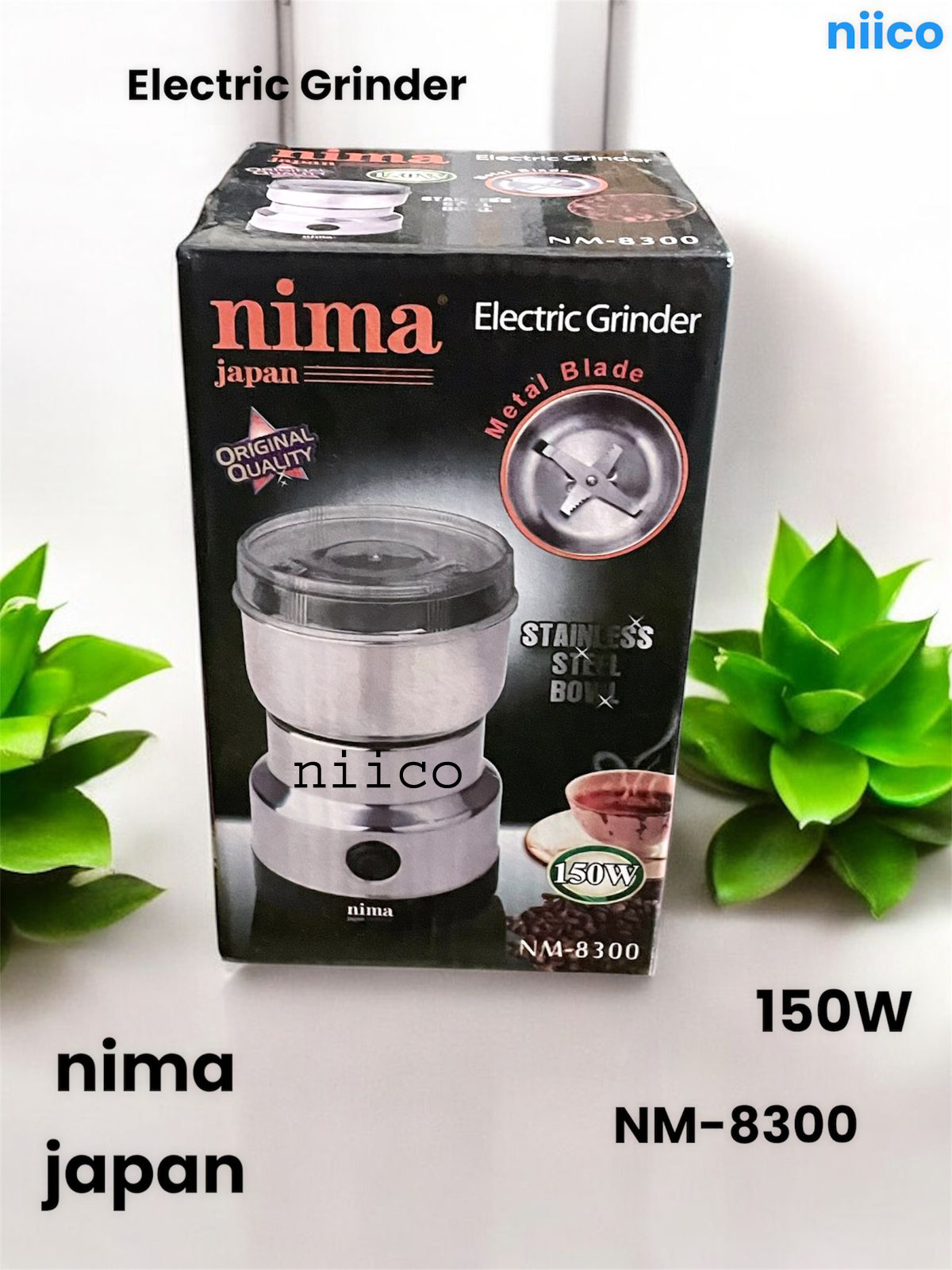 Picture of Nima Heavy Duty Electric Blender / Electric Spice Grinder & Juicer With  Stainless Steel Bowl  Model -8300 (18 Month Warranty)