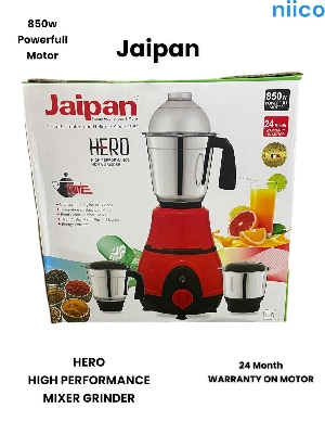 Picture of Jaipan Hero 850 WATTS High Performance Mixer Grinder/Blander  Heavy Duty  MOTOR  3 Stainless Steel Jar 100 Percent Cooper Blender: (2 Year Warranty)
