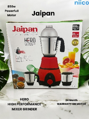Picture of Jaipan Hero 850 WATTS High Performance Mixer Grinder/Blander  Heavy Duty  MOTOR  3 Stainless Steel Jar 100 Percent Cooper Blender: (2 Year Warranty)