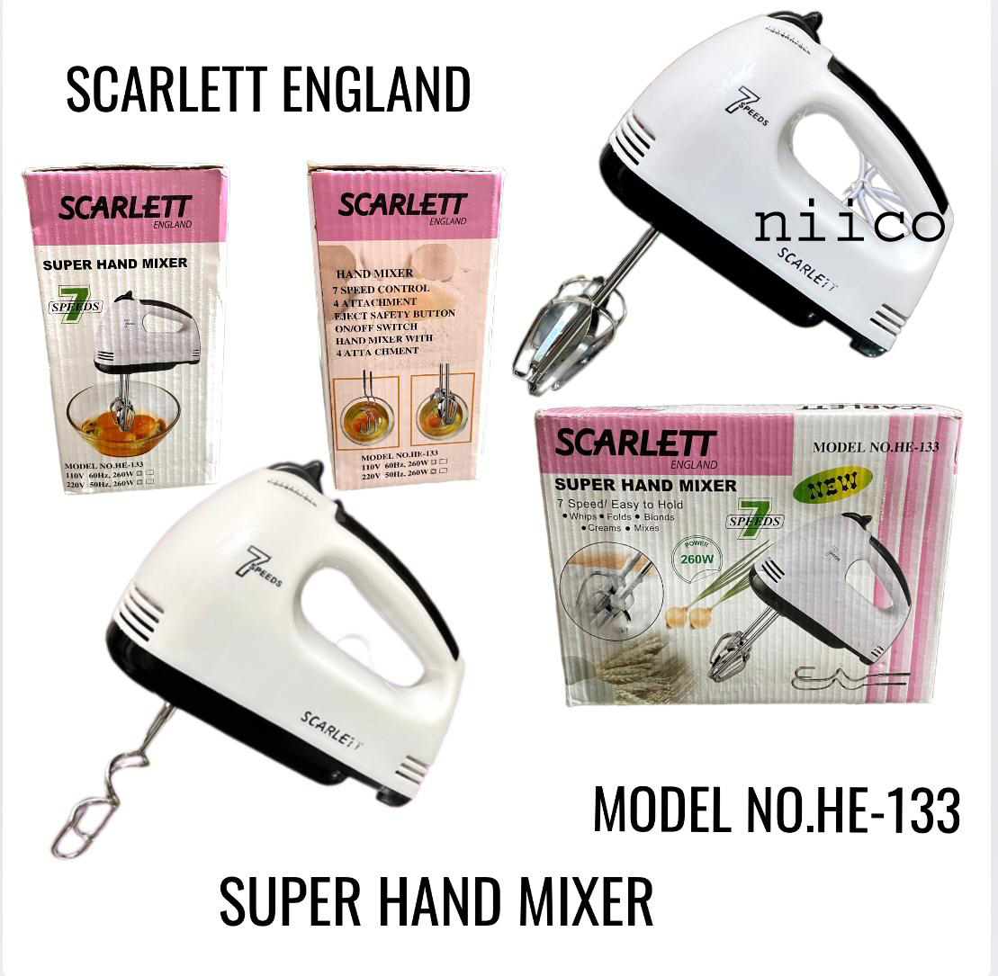 Picture of Scarlett  Super Hand Mixer & Electric Egg Bitter in White Is Versatile and Efficient Electric Bitter Effortless and Convenient-(1 Year Warranty )