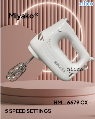 Picture of Miyako 5 Speed Setting  Durable Super Hand Mixer & Electric Egg Bitter/ Dry Food / Mixing Cake /Cookies/ Biscuits in White Is Versatile and Efficient Electric Bitter Effortless and Convenient-(1 Year Warranty )