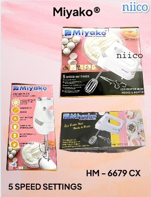 Picture of Miyako 5 Speed Setting  Durable Super Hand Mixer & Electric Egg Bitter/ Dry Food / Mixing Cake /Cookies/ Biscuits in White Is Versatile and Efficient Electric Bitter Effortless and Convenient-(1 Year Warranty )