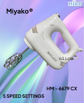 Picture of Miyako 5 Speed Setting  Durable Super Hand Mixer & Electric Egg Bitter/ Dry Food / Mixing Cake /Cookies/ Biscuits in White Is Versatile and Efficient Electric Bitter Effortless and Convenient-(1 Year Warranty )