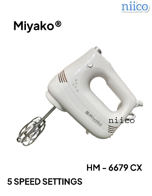 Picture of Miyako 5 Speed Setting  Durable Super Hand Mixer & Electric Egg Bitter/ Dry Food / Mixing Cake /Cookies/ Biscuits in White Is Versatile and Efficient Electric Bitter Effortless and Convenient-(1 Year Warranty )