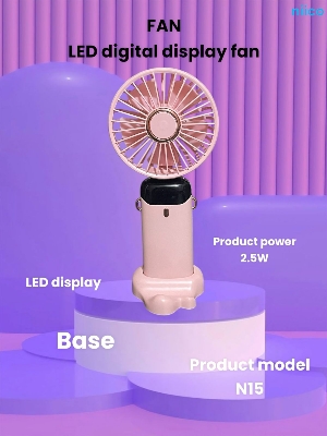 Picture of Mini USB Lithium battery Heavy Duty Rechargeable Portable Handheld cooling Fan With Disply System - 5 year life Time=Model-N15-003(1 Year warranty )