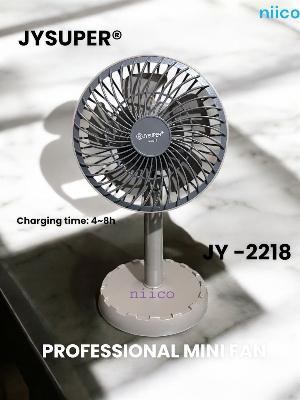 Picture of Rechargeable Moving Charger Fan  Portable Professional  Mini Table Fan Model: Joy Super JY-2218 -002 Strong Wind Left to Right Oscillating Angle 45 Degrees - (1 Year Warranty)