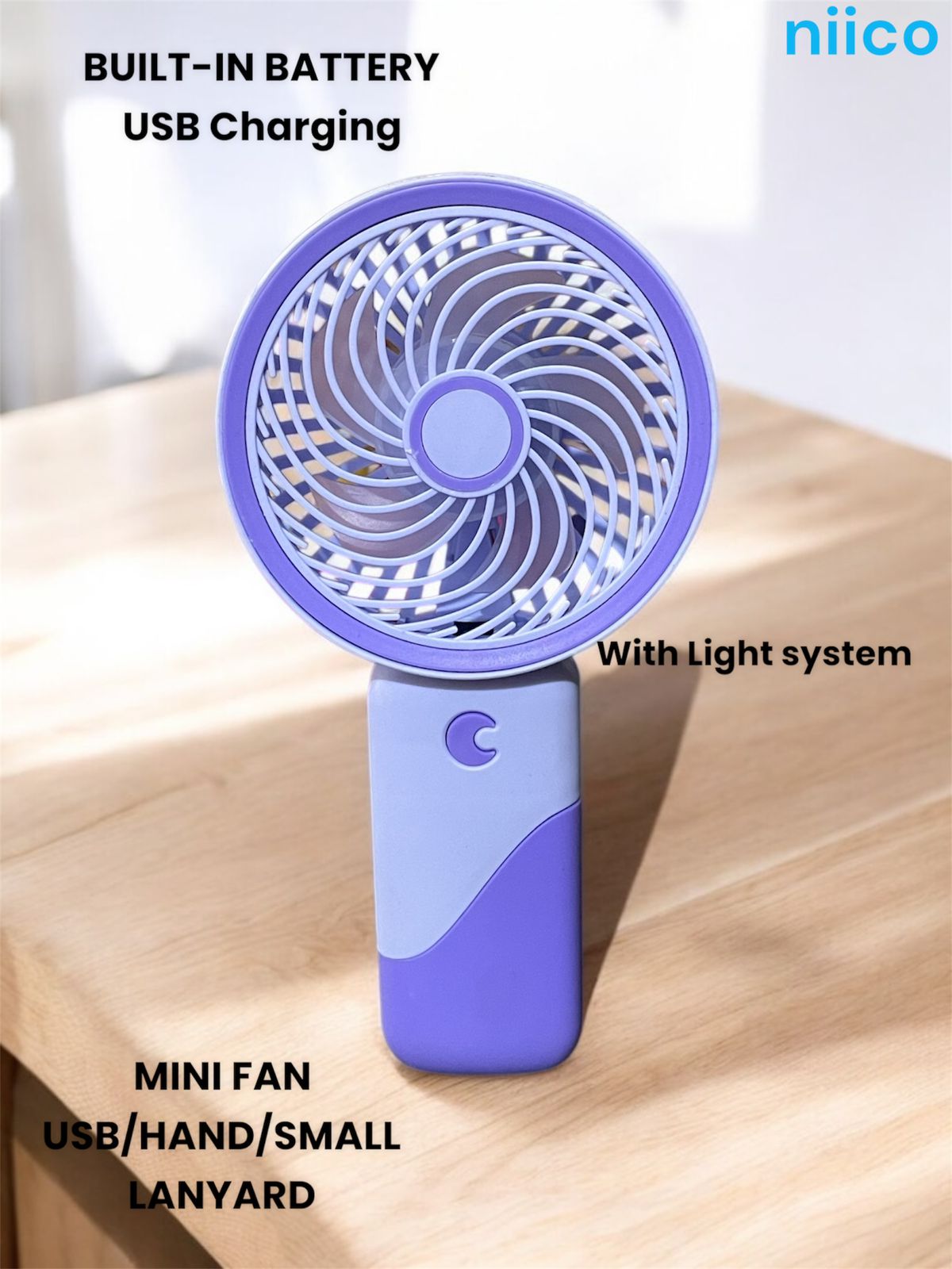 Picture of Mini USB Lithium battery Heavy Duty Rechargeable Portable Handheld cooling Fan LANYARD  - Model=S075 -1(1 Year warranty )