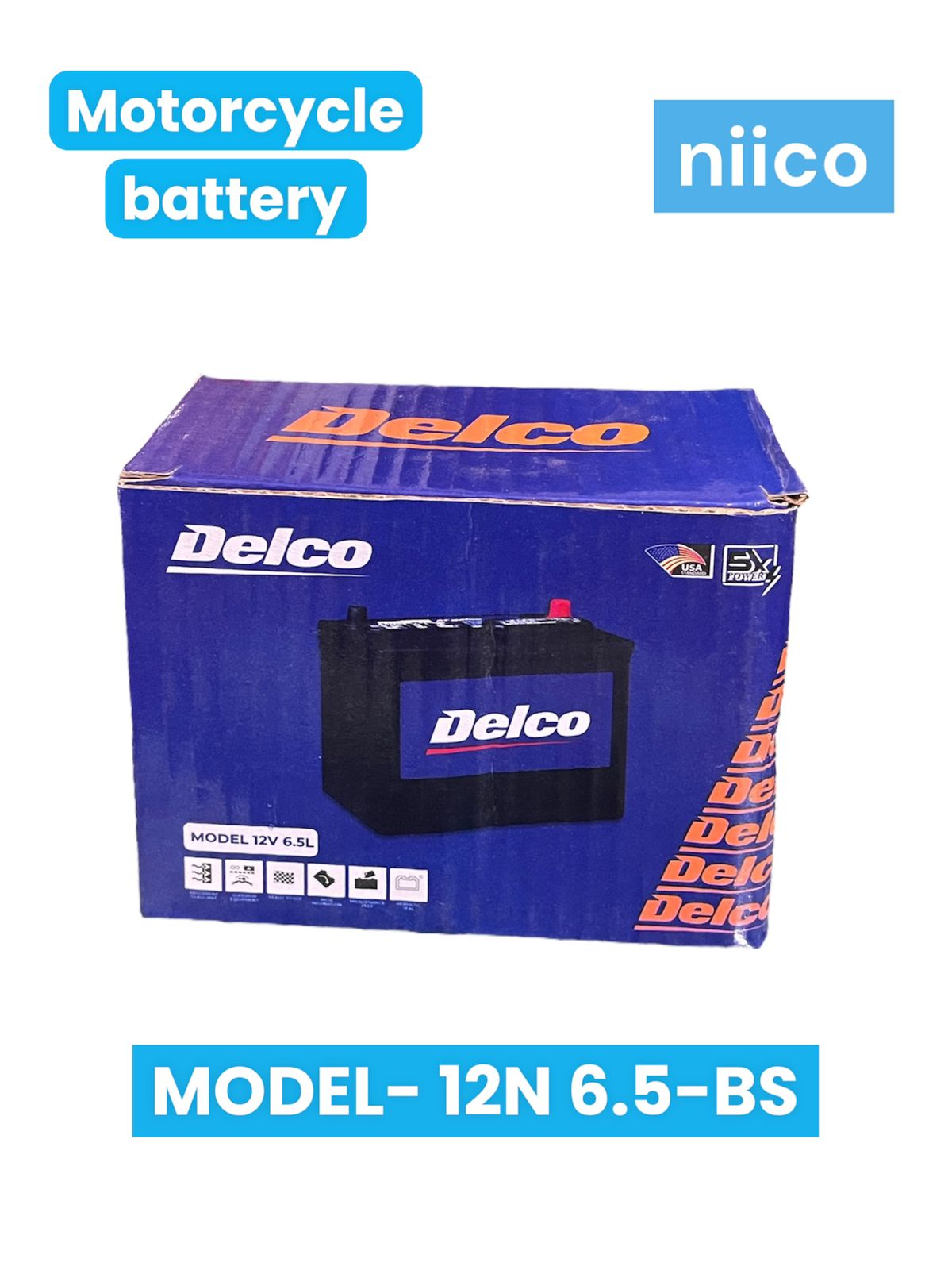 Picture of 12 Volt Cunia Motorcycle  Battery Maintenance Free Model-12N 6.5-BS (12Volt 6.5 Ah)-3 Month Warranty