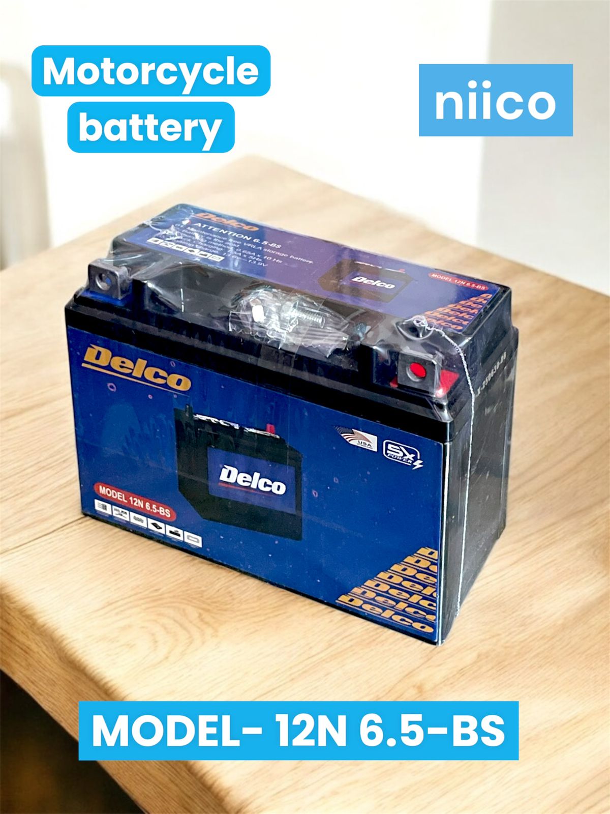 Picture of 12 Volt Cunia Motorcycle  Battery Maintenance Free Model-12N 6.5-BS (12Volt 6.5 Ah)-3 Month Warranty