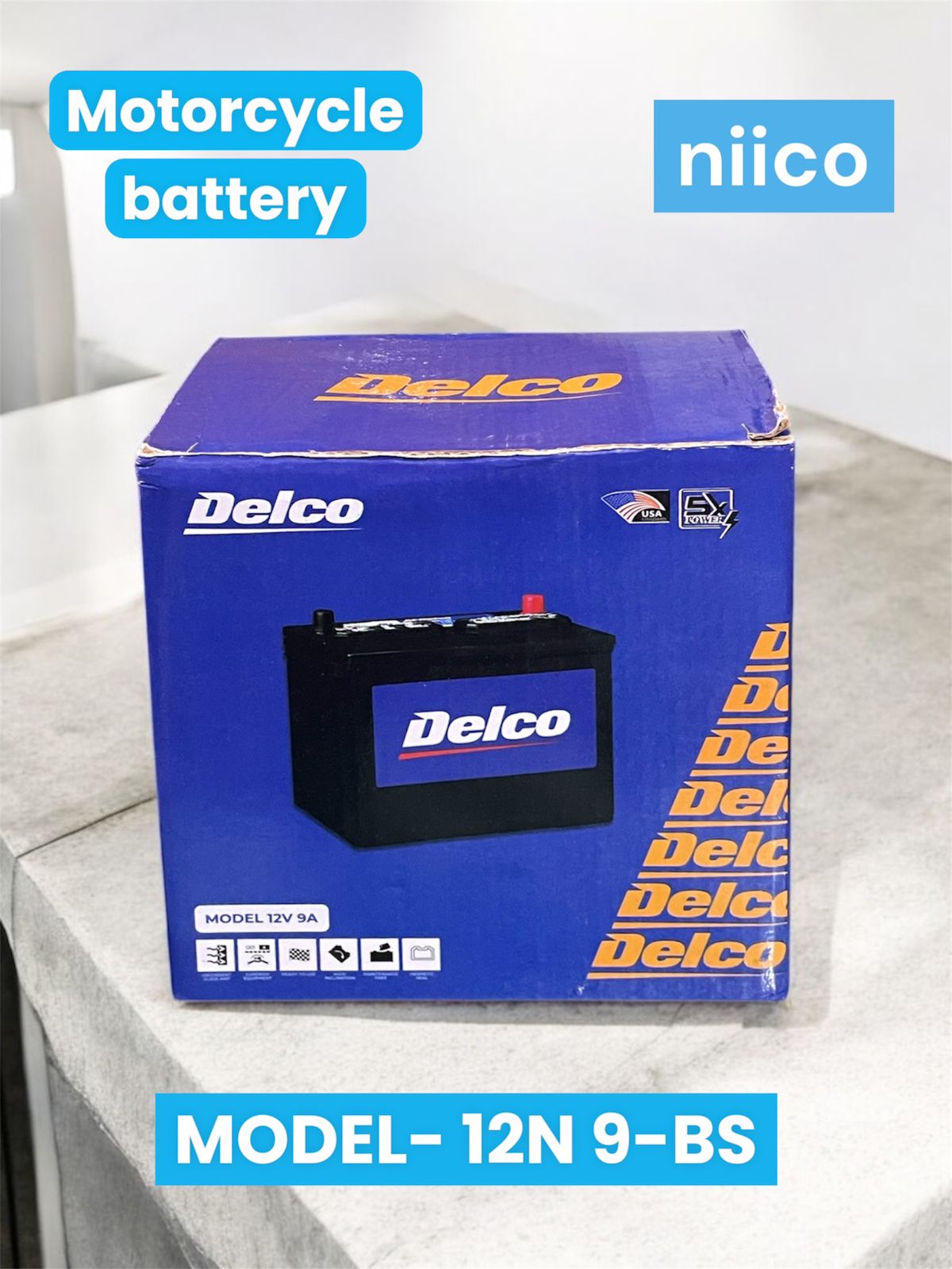 Picture of 12 Volt Motorcycle  Battery Maintenance Free Model-12N 9 -BS (12Volt 9 Ah)-3 Month Warranty for=UPS/TVS/Old Pulsar Bike Battery