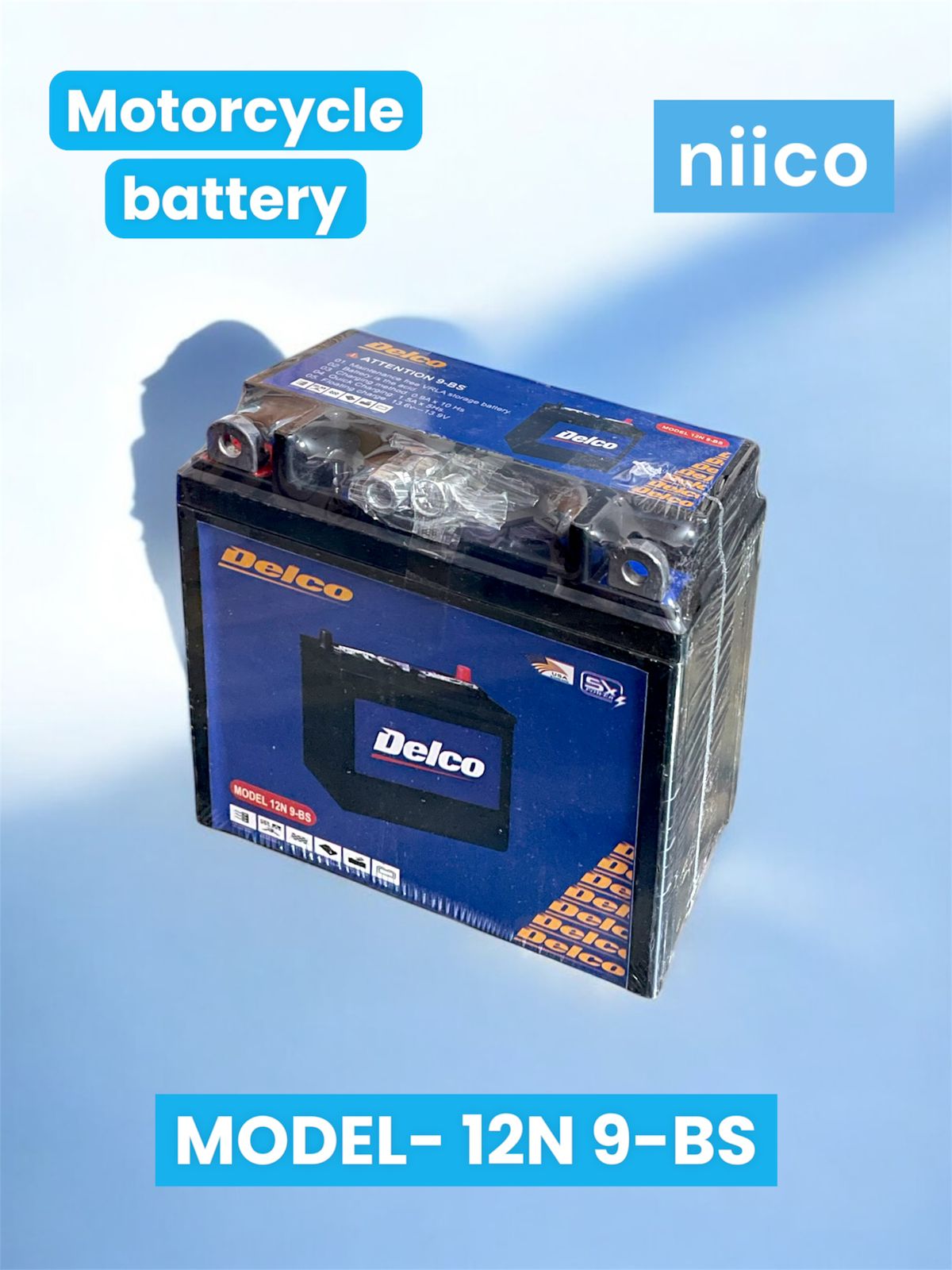 Picture of 12 Volt Motorcycle  Battery Maintenance Free Model-12N 9 -BS (12Volt 9 Ah)-3 Month Warranty for=UPS/TVS/Old Pulsar Bike Battery