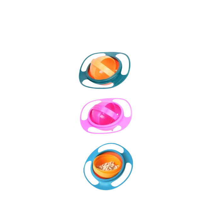Picture of 1pcs Multicolor Gyro Bowl 360 Rotate Baby Spill-Proof Feeding Cute Baby Gyro Bowl Universal Food-grade PP Dishes New Tableware