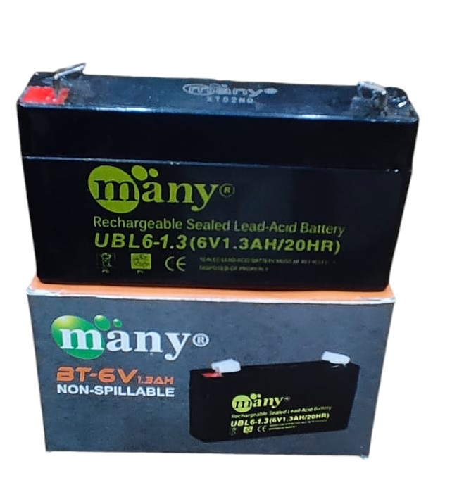 Picture of Rechargeable Sealed Lead-Acid Battery -Many 6 Volt1.3 Ampere Battery -285 Gram-Size(L-3.82mm X W-0.98mm X H-2.24mm )