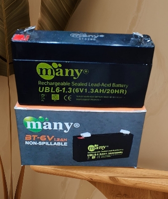 Picture of Rechargeable Sealed Lead-Acid Battery -Many 6 Volt1.3 Ampere Battery -285 Gram-Size(L-3.82mm X W-0.98mm X H-2.24mm )