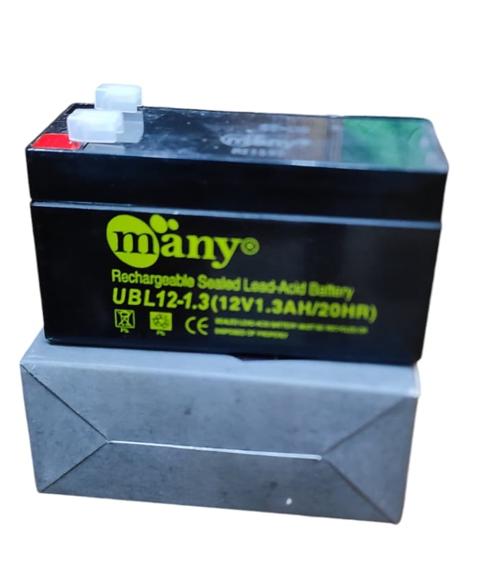 Picture of Rechargeable Sealed Lead-Acid Battery -Many 12Volt1.3 Ampere Battery -540 Gram-Size(L-3.82mm X W-1.69mm X H-2.28mm )