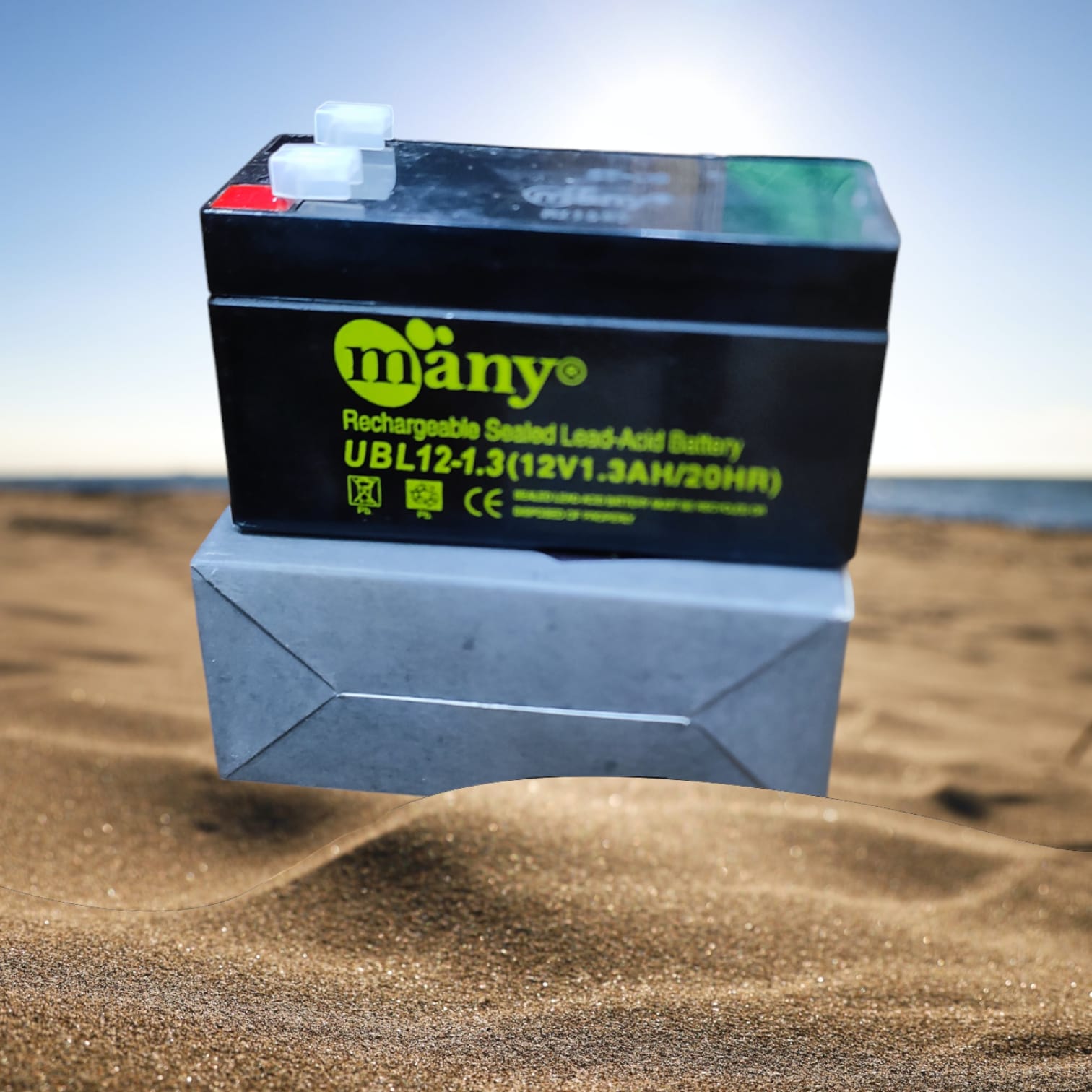 Picture of Rechargeable Sealed Lead-Acid Battery -Many 12Volt1.3 Ampere Battery -540 Gram-Size(L-3.82mm X W-1.69mm X H-2.28mm )