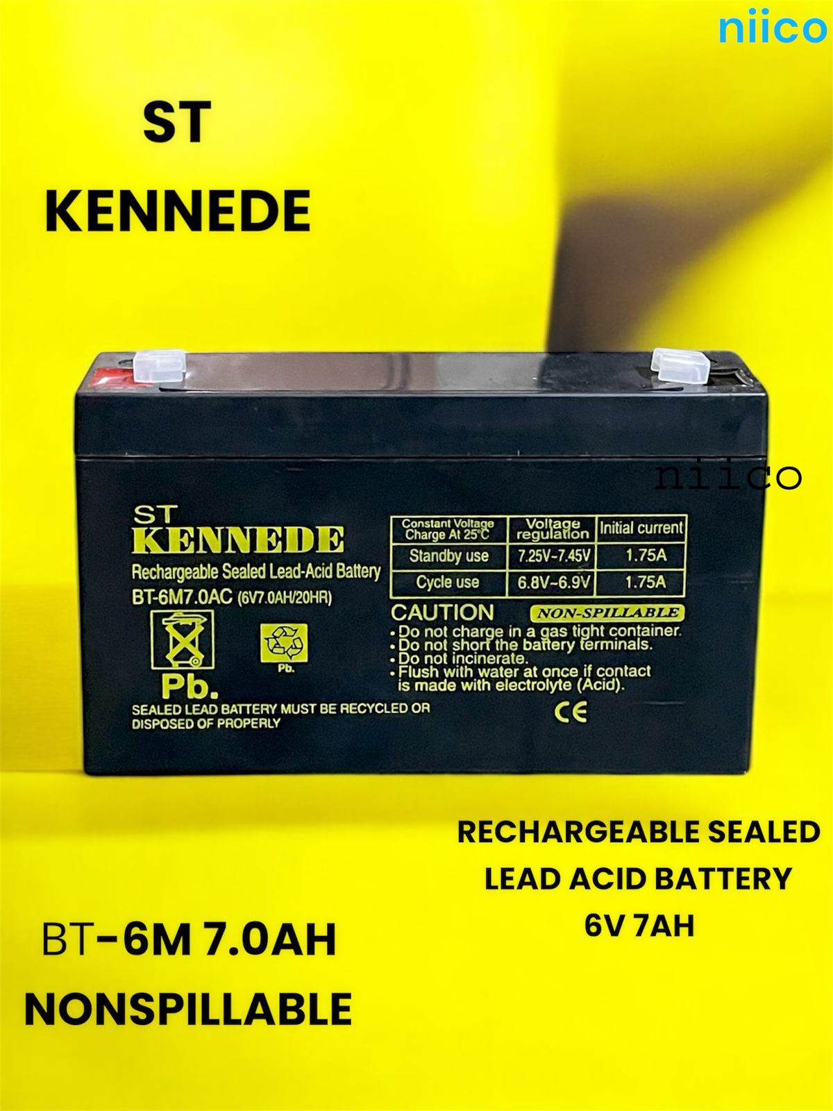 Picture of Charger fan Rechargeable Battery Maintenance free Heavy Weight Model- KENNEDE=6V 7.0Ah