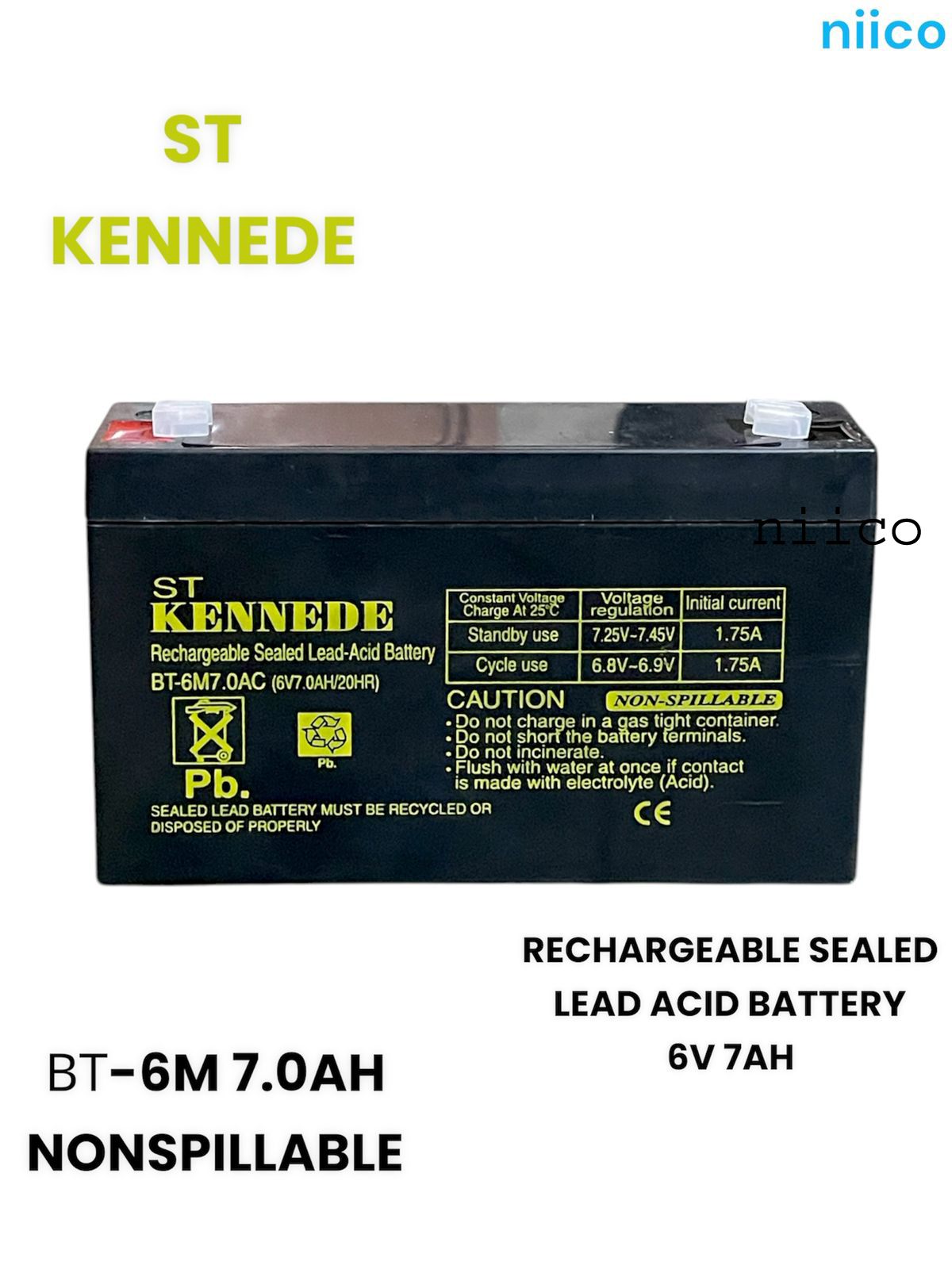 Picture of Charger fan Rechargeable Battery Maintenance free Heavy Weight Model- KENNEDE=6V 7.0Ah