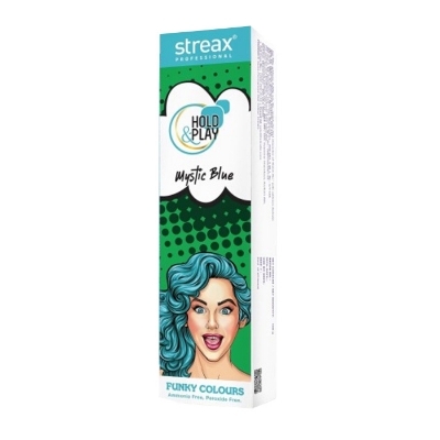Picture of Streax Professional Hold and Play Funky Hair Colour Mystic Blue 100gm