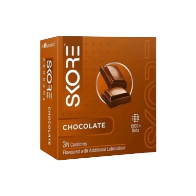 Picture of SKORE Not Out, Chocolate, Strawberry, Orange, Banana, Cherry Flavor, Dots, Shade, Cool Warm 1500+ Dots Condom for Men | Single 3pcs | India