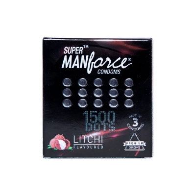 Picture of Manforce 3pcs Pack Chocolate/ 1500 Litchi/ 1740 Litchi/ Coctail Strawberry/ Stamina Orange, Pineapple/ Strawberry/ Black Grapes/ Game/ Premium Flavor Super Condoms Single Pack - Select Variants & Order