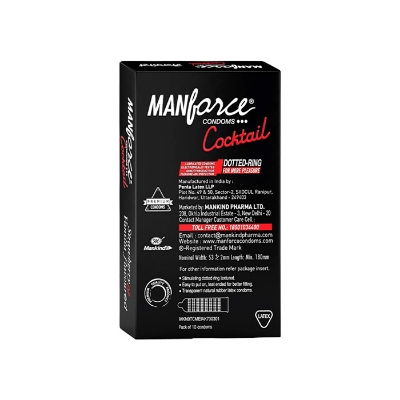 Picture of Manforce Cocktail Condoms with Dotted-Rings Strawberry & Vanilla Flavored 10pcs Pack | India