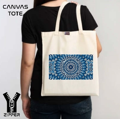 Picture of Canvas Tote Bag/Fashionable Top Handle Bag Off White Color with Zipper for girls For University/College/Trenndy Fashionable Women