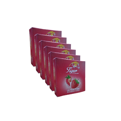 Picture of Tiger Ultra Thin Strawberry Flavour Condom Combo Pack 6 Packs 3x618pcs