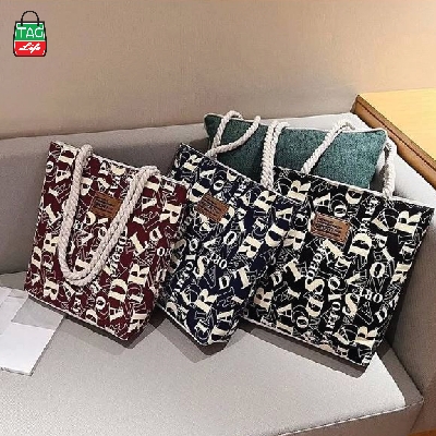 Picture of TAG Lifestyle Alphabet Design Canvas Tote Bag/Fashionable Maroon Color Tote Bag With Zipper Enclosure for girls For University/College/Trendy Fashionable Women