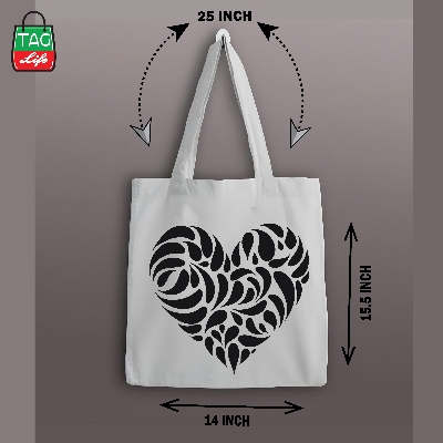 Picture of TAG Lifestyle Canvas Tote Bag/Exclusive Love Design Off White Color for girls For University/College/Trendy Fashionable Women