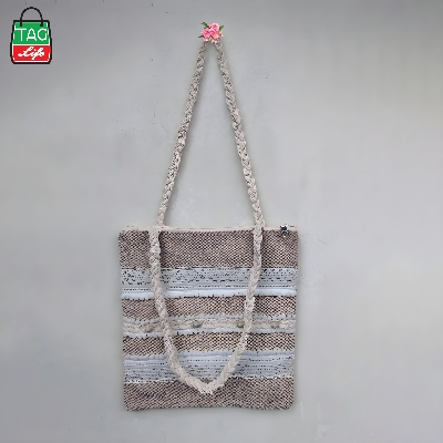 Picture of taglifestyle Jute Tote Bag Shopping Bag/College/University Bag, Tote Bag ,Jute Bag with inside pocket and Zipper closer For college ,university, girls and women