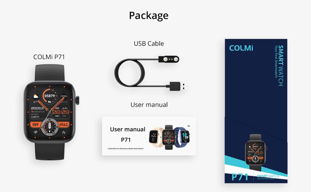 Picture of COLMI P71 Voice Calling Smartwatch Men Health Monitoring IP68 Waterproof Smart Notifications Voice  \  No product will be return after The Seal is brokenAssistant Smart Watch Women